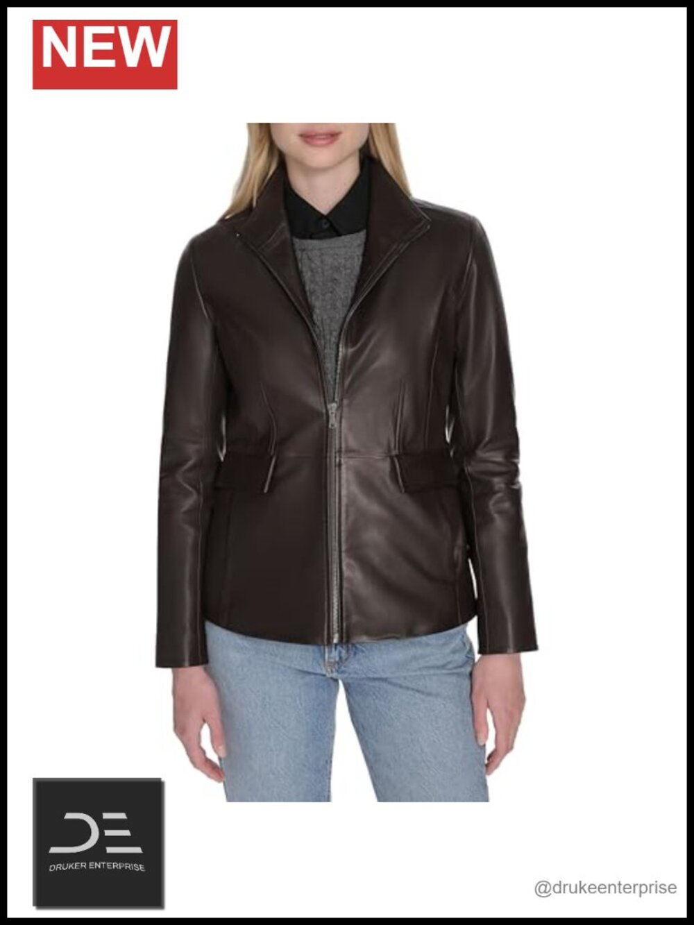 Cole Haan Wing Collar Leather Jacket Womens Casual Moto
